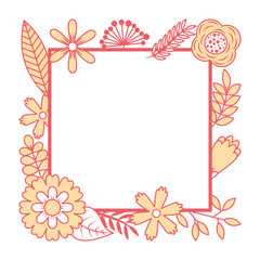 frame from wild flowers greeting card template design vector illustration