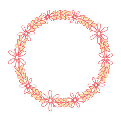 beautiful floral wreath with spring flowers leaves vector illustration