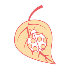 ladybug on leaf spring time vector illustration