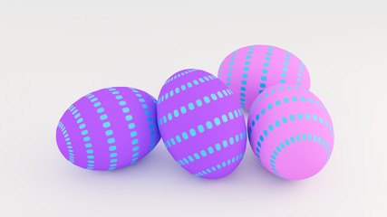 colorful easter eggs on a white.Spring holidays concept 3d rendered