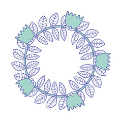 floral wreath flowers and leaves foliage decoration vector illustration green pastel image