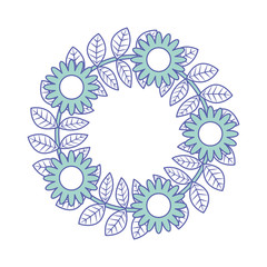 Fototapeta na wymiar floral wreath flowers and leaves foliage decoration vector illustration green pastel image