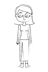 cartoon beauty mother standing character vector illustration green image sketch image