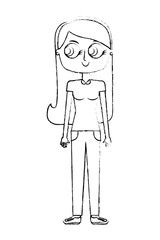 cartoon beauty mother standing character vector illustration green image sketch image