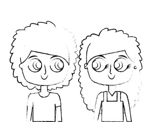 brother and sister happy children cartoon vector illustration green image sketch image