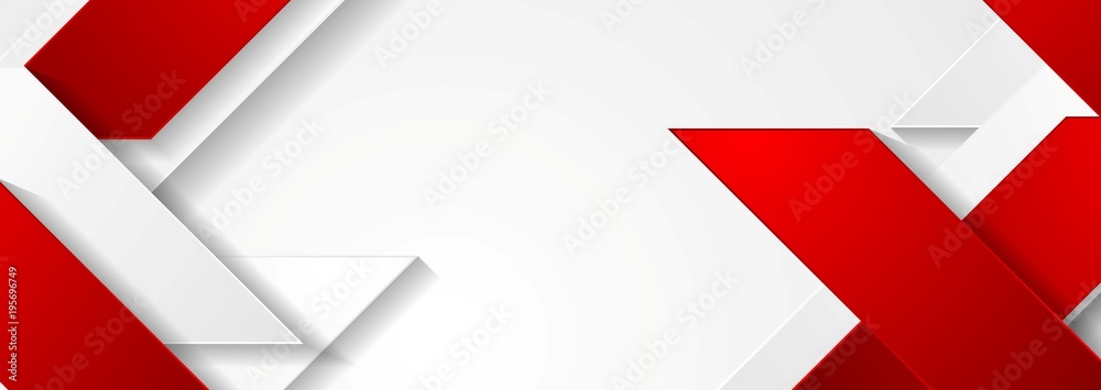 Wall mural red and white geometric corporate banner design. abstract hi-tech vector background