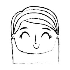 beautiful young teenager happy face girl smiling vector illustration sketch image