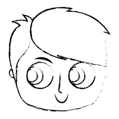 smiling happy face boy male young character vector illustration sketch image
