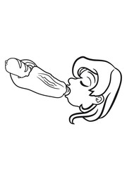 frau weiblich genuss mädchen girl wurst würstchen brötchen hot dog fleisch fast food lecker essen hunger snack