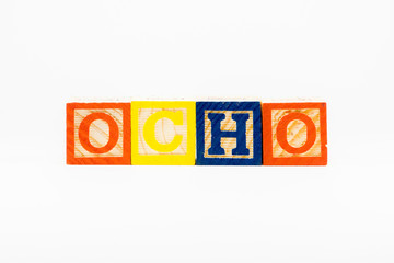 Ocho in Alphabet Block Letters