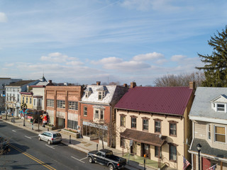 Naklejka na ściany i meble Aerials of Historic Littlestown, Pennsylvania neighboring Gettysburg