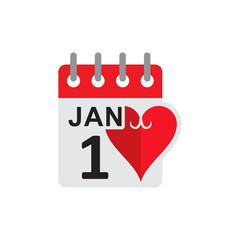 Love Calendar Logo Icon Design