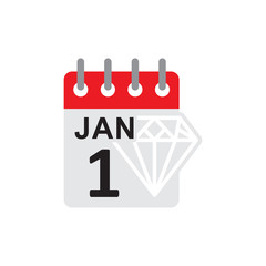 Diamond Calendar Logo Icon Design