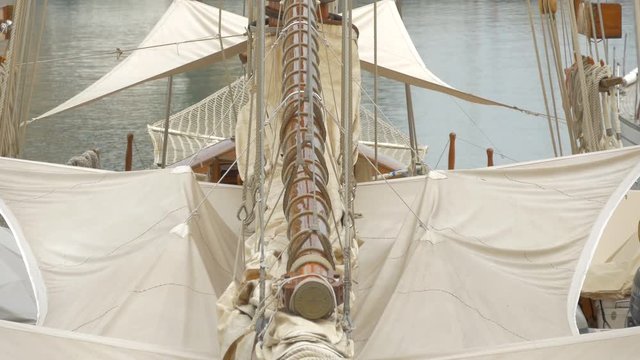 Wooden mast with sails 