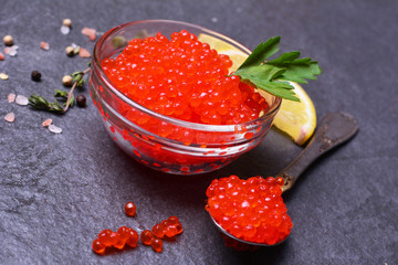 Fresh red caviar