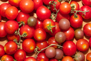 rustic kitchen background with cherry tomatoes 