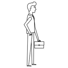 businessman with portfolio avatar character vector illustration design