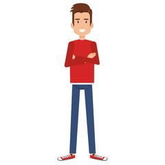 man with crossed hands avatar character vector illustration design