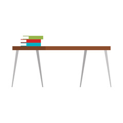 table wooden with pile books vector illustration design