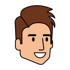 young man head avatar character vector illustration design