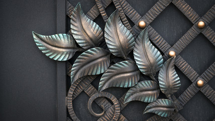 forged leaves on the gate