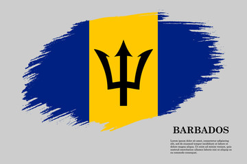 Barbados Grunge styled flag. Brush stroke background