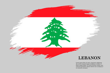 lebanon Grunge styled flag. Brush stroke background