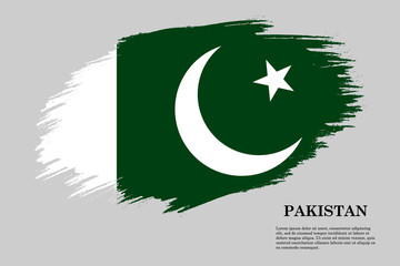 Pakistan Grunge styled flag. Brush stroke background