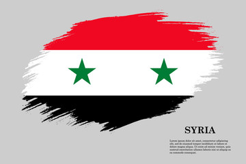 Syria Grunge styled flag. Brush stroke background