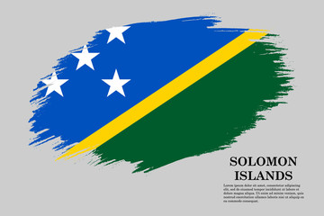 Solomon Islands Grunge styled flag. Brush stroke background