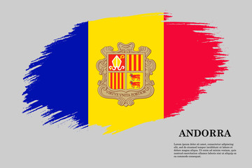 Andorra Grunge styled flag. Brush stroke background