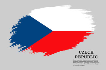 czech Grunge styled flag. Brush stroke background