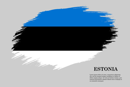 Estonia Grunge styled flag. Brush stroke background