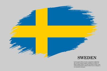 sweden Grunge styled flag. Brush stroke background