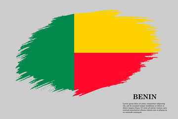 Benin Grunge styled flag. Brush stroke background