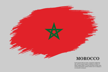 Morocco Grunge styled flag. Brush stroke background