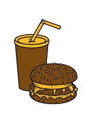 cheeseburger hamburger pommes frittes getränk trinken limonade cola süß durst fast food lecker essen hunger snack