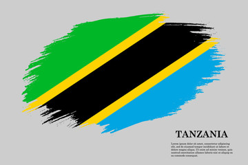 Tanzania Grunge styled flag. Brush stroke background