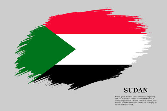 Sudan Grunge styled flag. Brush stroke background