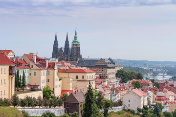 Obraz premium The Prague landscape of the old city in the early morning. Prague is a cityscapes. Czech Republic.