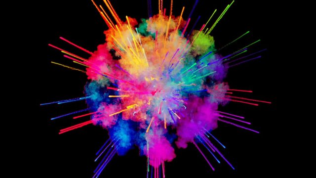 firework of paint, explosion of colorful powder isolated on black background. 3d animation as a colorful abstract background. Rainbow colors 5
