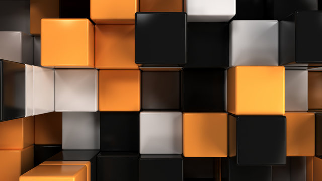 Wall of white, black and orange cubes © GooD_WiN