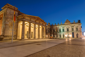 The Neue Wache and the German Historical Museum in Berlin at night