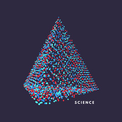 Fototapeta na wymiar Pyramid. Object with dots. Molecular grid. 3d technology style with particle. Vector illustration. Futuristic connection structure for chemistry and science.