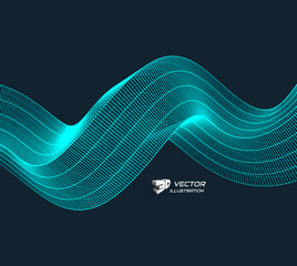 Wavy background with motion effect. 3d technology style. Vector illustration.