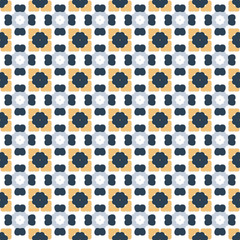 Retro geometric pattern in repeat. Fabric print. Seamless background, mosaic ornament, vintage style.