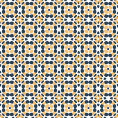 Retro geometric pattern in repeat. Fabric print. Seamless background, mosaic ornament, vintage style.
