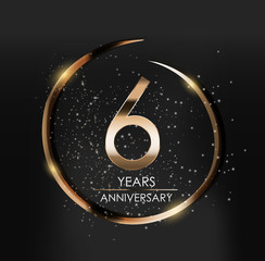 Fototapeta na wymiar Template Logo 6 Years Anniversary Vector Illustration