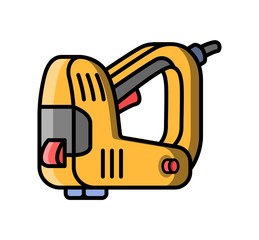 Stapler construction electric tool. Flat style icon of stapler. Vector illustration.