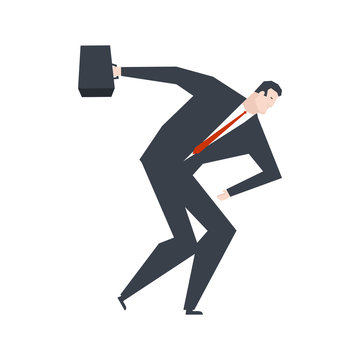 Businessman discoboling. Boss thrower disk. Office life vector illustration.